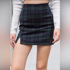 Brandy Melville Navy and Green Checkered Mini Skirt